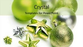  Presentation with christmas balls disco ball - Amazing slides having green and silver christmas balls backdrop and a yellow colored foreground