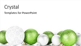  Presentation with silver christmas - Presentation theme with green and silver christmas baubles background and a white colored foreground
