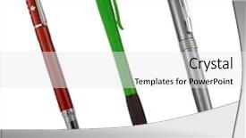  Presentation with white green - Slides consisting of green and silver shining pen background and a white colored foreground