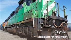  Presentation with weight - Audience pleasing PPT layouts consisting of green and weight freight train backdrop and a dark gray colored foreground