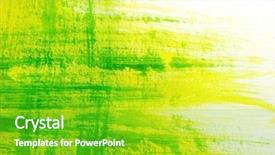  Presentation with yellow green - Audience pleasing theme consisting of green and yellow brush strokes backdrop and a shamrock green colored foreground