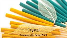  Presentation with incense - PPT theme consisting of green and yellow incense on white background background and a yellow colored foreground