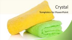  Presentation with yellow green - Cool new presentation with green and yellow towels isolated backdrop and a blonde colored foreground