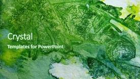  Presentation with watercolor - Presentation theme enhanced with green and yellow watercolor textures background and a forest green colored foreground