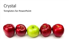  Presentation with green apple - Beautiful slide set featuring green apple among red apples backdrop and a white colored foreground