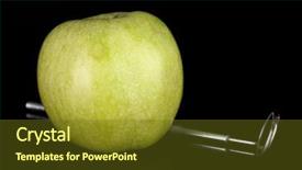  Presentation with black dental - PPT theme with green apple and dental tool isolated on black background and a tawny brown colored foreground