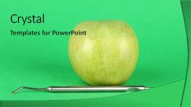  Presentation with green color - Theme featuring green apple and dental tool on color background background and a seafoam green colored foreground
