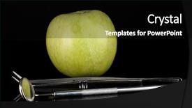  Presentation with black dental - Presentation theme enhanced with green apple and dental tools isolated on black background and a black colored foreground
