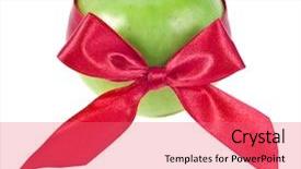  Presentation with ribbon green - Presentation theme featuring green apple and red ribbon background and a coral colored foreground