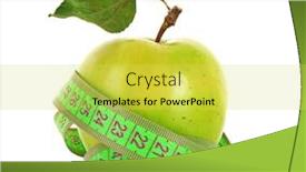  Presentation with tape measure - PPT theme consisting of green apple and tape measure close up background and a yellow colored foreground