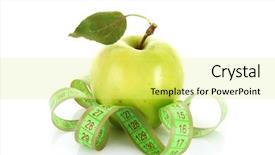  Presentation with tape measure - Beautiful PPT theme featuring green apple and tape measure close up backdrop and a yellow colored foreground