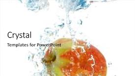  Presentation with blue water splash isolated - PPT theme consisting of green apple fall in real blue water splash isolated over white background background and a white colored foreground
