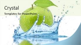  Presentation with green apple - Theme consisting of green apple falling into water background and a soft green colored foreground