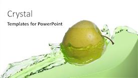  Presentation with stream - Presentation theme consisting of green apple in juice stream background and a white colored foreground