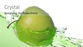  Presentation with stream - Slide set having green apple in juice stream background and a white colored foreground
