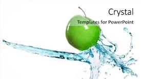  Presentation with fresh water splash green apple isolated white - Cool new slide set with green apple in juice stream backdrop and a  colored foreground