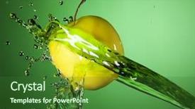  Presentation with stream - Slide set consisting of green apple in juice stream background and a forest green colored foreground