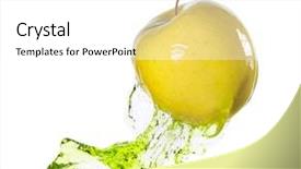  Presentation with green laboratories - Beautiful presentation theme featuring green apple in juice stream backdrop and a  colored foreground