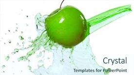  Presentation with green apple - Slide deck having green apple in juice stream background and a  colored foreground