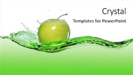  Presentation with green apple - Presentation enhanced with green apple in juice stream background and a white colored foreground