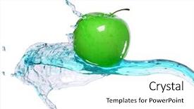  Presentation with water drop green planet - Slide deck having green apple in water stream background and a  colored foreground