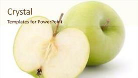  Presentation with green apple - Colorful PPT theme enhanced with green apple isolated on white background cutout backdrop and a cream colored foreground