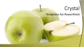  Presentation with green apple - Slide deck consisting of green apple isolated on white background and a white colored foreground