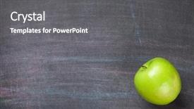  Presentation with green chalkboard - PPT theme with green apple on blackboard background and a gray colored foreground