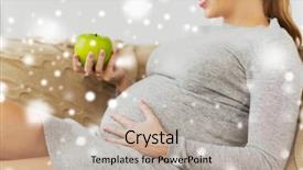  Presentation with live - Amazing PPT theme having green apple over snow backdrop and a mint green colored foreground