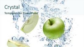  Presentation with under water - Theme featuring green apple under water with a trail of transparent bubbles background and a sky blue colored foreground