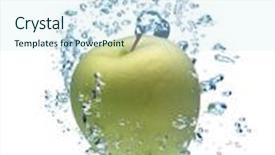  Presentation with under water - Amazing slide deck having green apple under water with a trail of transparent bubbles backdrop and a sky blue colored foreground