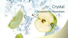  Presentation with under water - Theme consisting of green apple under water background and a sky blue colored foreground