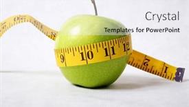  Presentation with green apple - Presentation design consisting of green-apple-with-measuring-tape and a sky blue colored foreground