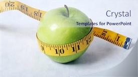  Presentation with green apple - Theme enhanced with green-apple-with-measuring-tape and a sky blue colored foreground
