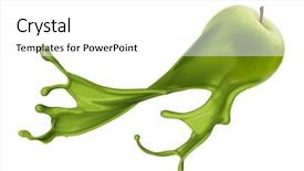  Presentation with blue water splash isolated - Beautiful presentation theme featuring green apple with pait splash backdrop and a white colored foreground