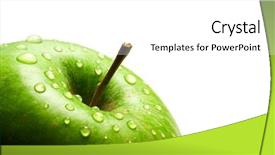  Presentation with water drop green planet - Theme enhanced with green apple with water-drops background and a  colored foreground