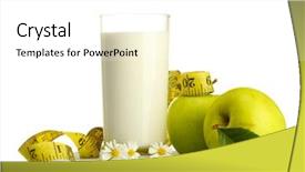  Presentation with kefir - Audience pleasing slides consisting of glass of kefir green apples backdrop and a white colored foreground