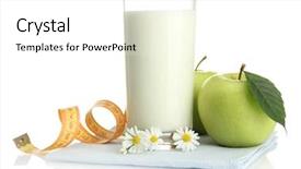  Presentation with kefir - PPT layouts having glass of kefir green apples background and a white colored foreground