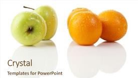  Presentation with green apples - Audience pleasing presentation theme consisting of green apples and three oranges backdrop and a cream colored foreground