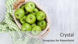  Presentation with green apples - Audience pleasing slides consisting of green apples in basket backdrop and a light gray colored foreground