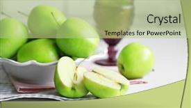  Presentation with napkins - Beautiful slides featuring green apples in bowl backdrop and a mint green colored foreground