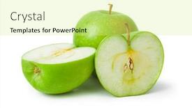  Presentation with green apples - PPT theme featuring green-apples-isolated-on-white background and a soft green colored foreground
