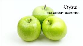  Presentation with green apples - Colorful PPT layouts enhanced with green apples isolated on white backdrop and a  colored foreground