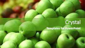  Presentation with green apples - Slide deck enhanced with green apples on market show window background and a shamrock green colored foreground