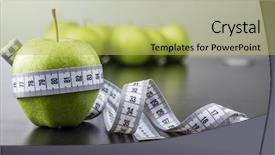  Presentation with green apples - Presentation theme consisting of green apples with measuring tape background and a yellow colored foreground