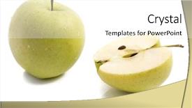  Presentation with water rain drop hanging on a fresh green leaf - Presentation theme consisting of green apples with water drops background and a  colored foreground