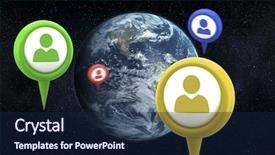  Presentation with green earth - Slides with green application symbol against computer background and a navy blue colored foreground