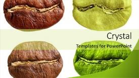  Presentation with green coffee - Colorful PPT theme enhanced with green arabica robusta coffee backdrop and a yellow colored foreground