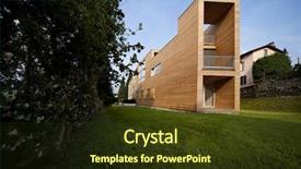  Presentation with green architecture - Theme consisting of green architecture - beautiful ecologic house outdoors background and a tawny brown colored foreground