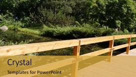  Presentation with green architecture - Presentation design featuring green architecture - detail of bridge background and a  colored foreground